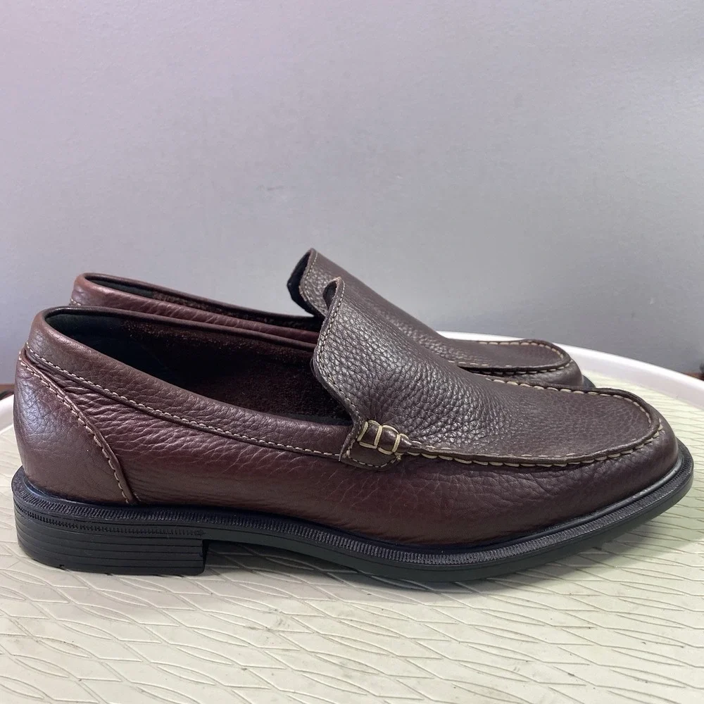 Rockport Men's Dark brown Leather Loafers Slip-On Dress Shoes Sz. 8M‎ EUC
